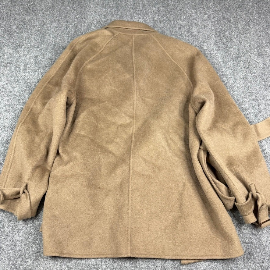The Curated Trench Coat Women Large Camel Wool Cashmere Belted Short Tan — image 4 of 8